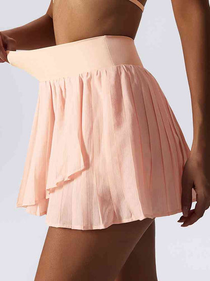 Pleated Wide Waistband Sports Skirt