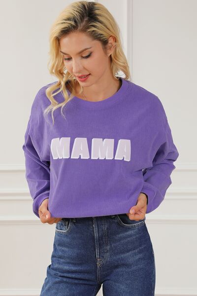 MAMA Round Neck Drop Shoulder Sweatshirt