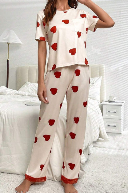 Pocketed Round Neck Top and Drawstring Pants Lounge Set
