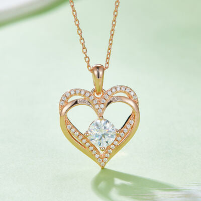 1.2 Carat Moissanite 925 Sterling Silver Heart Necklace