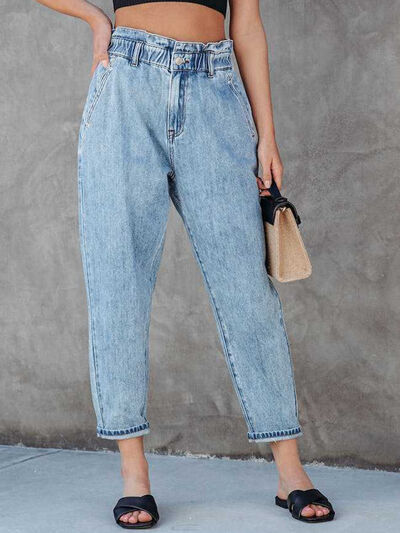 Paperbag Waist Cropped Jeans