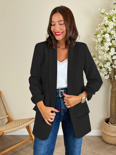 Open Front Pocketed Blazer