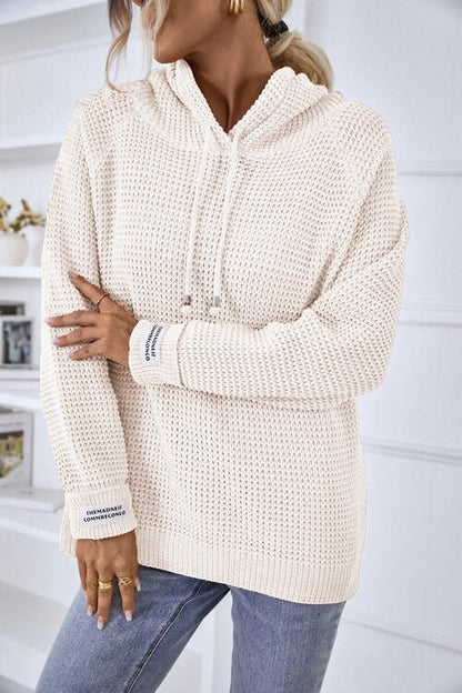 Drawstring Long Sleeve Hooded Sweater